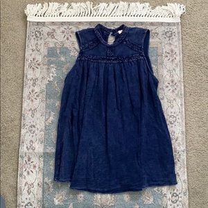 Navy blue long flowy blouse